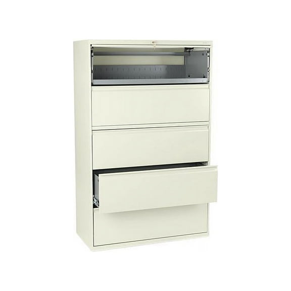 HON 5 Drawers Lateral Lockable Filing Cabinet, Putty