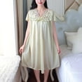 thumbnail image 2 of Bixock Women Pajamas Dress,Nightgowns for Women Summer V-Neck Casual Solid Short Sleeve Sleepshirts Dress, 2 of 4