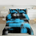 thumbnail image 3 of Manfei Abstract Graffiti Art Bedding Comforter Set,Oil Painting Twin Comforter Sets,Gradient Blue Black Gray Bedding Set For Child,Microfiber Bedroom Decor Reversible,2pcs, 3 of 9