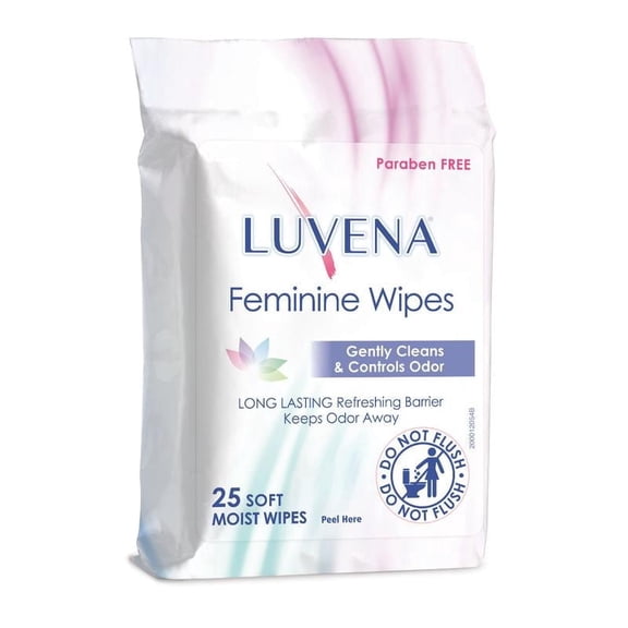 Luvena Feminine Wipes - Soft Wet Wipes for Women - Refresh & Resist Odor - Gynecologist Tested - Travel Friendly Cleansing Cloths - Cucumber Scented (25 Count, 1 Pack)