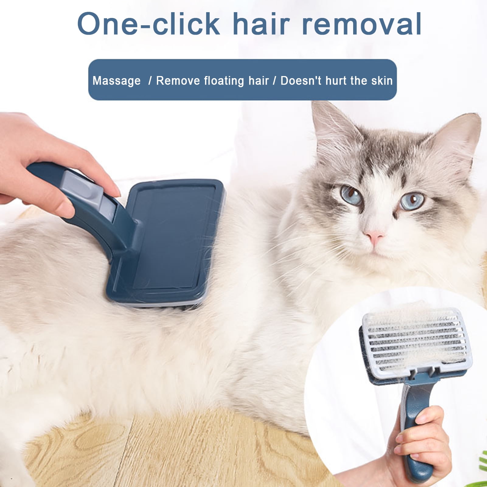 Visland Dog Cat Hair Removal Massaging Comb, Antislid Handle Slicker Brush Removes Mats Tangles