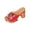 Red, variant on Women Patent Leather Buckle Platform Heel Mules Comfortable Footwear For Party Casual Outdoor Daily Activities