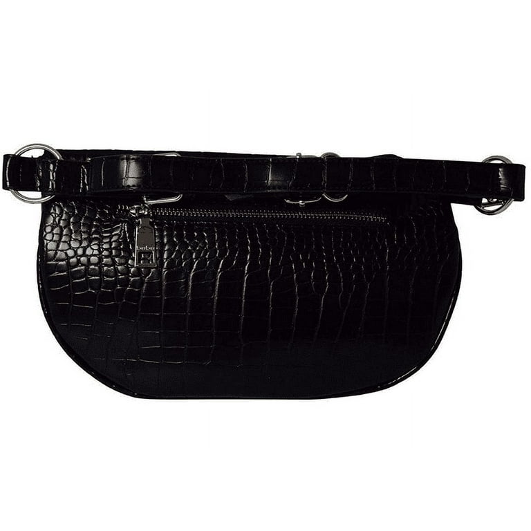 Black Croco Fanny Pack