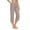 Khaki, variant on Ladies' Cotton Linen Seven Quarter Pants High Waist Casual Solid Color