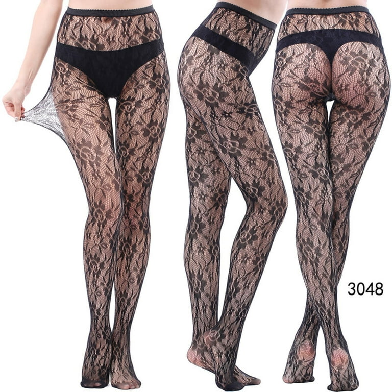 Fengqque Women Sexy Lace Leggings Pants Fishnet Socks Netting Stockings Net  Sexy Lingerie Transparent Hollow Out Hanging Stockings 