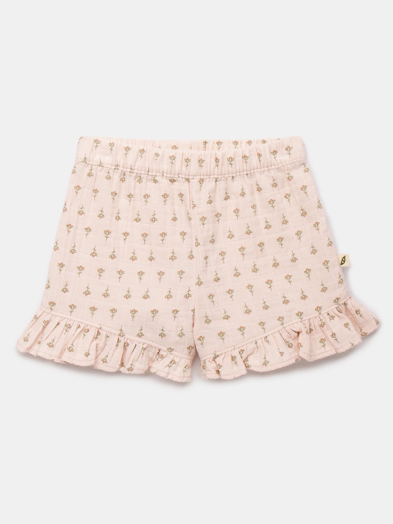 easy-peasy Toddler Girls Organic Dobby Check Ruffle Top & Shorts Set, 2-Piece, Sizes 18M-5T