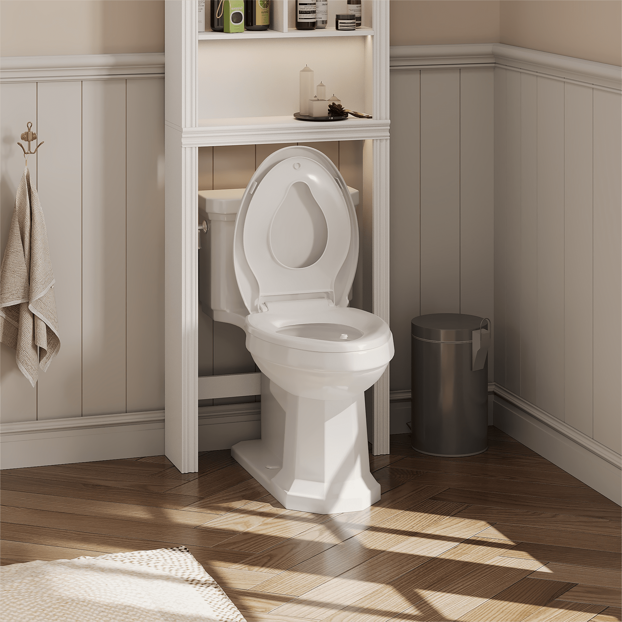 Toddler Toilet Seats Elongated, Quick Release PP Slow Close Toilet Seats, with Toddler Seat, Fits 19-Inch Elongated Toilets, Perfect for Family Bathroom Training