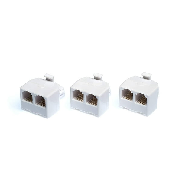 Duplex Jack Phone Wall Adapter 2Way Phone Splitter (Line 1&2, Line 1&2) Wall Jack Phone