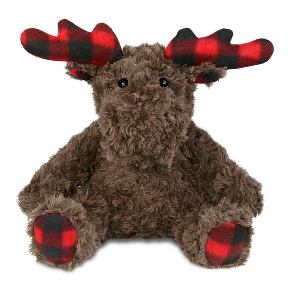 DolliBu Plush Plaid Curly Moose Stuffed Animal – Soft Huggable Moose, Adorable Playtime Moose Plush Toy, Cute Wild Life Cuddle Gifts, Super Soft Plush Doll Animal Toy for Kids and Adults – 10 Inch
