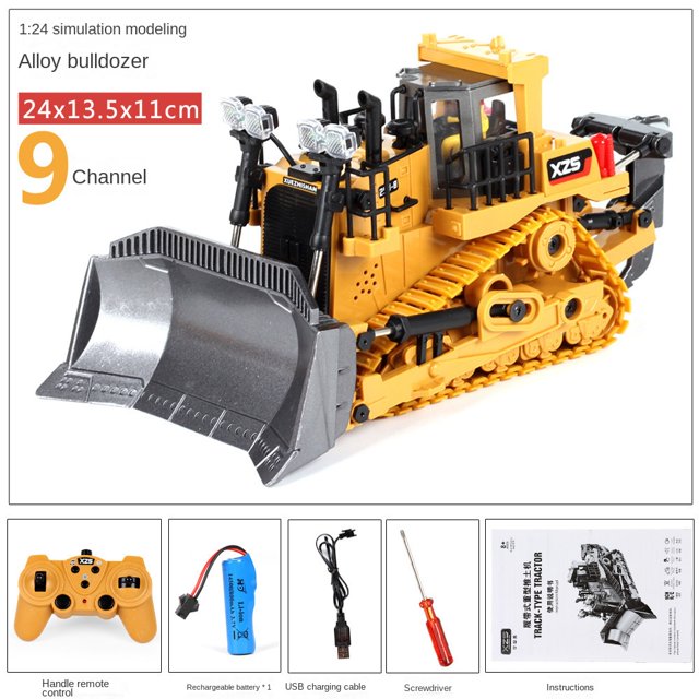 Remote Control Excavator Toy -11 Channel Remote Control Excavator With Metal Shovel, Rechargeable Construction Excavator Car With Light And Sound-SinKeeU
