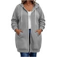 thumbnail image 2 of Women's Plus Size Sweatshirt Casual Loose Hoodies With Pockets Full-Zip Long Sleeve Tops Travel Hiking Jacket 5Xl, 2 of 6