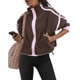 thumbnail image 4 of Czanzd Women's Sherpa Fleece Zip-Up Jacket Contrast Fall Winter Warm Sweatshirt(Brown,XL), 4 of 6