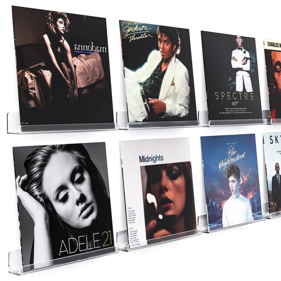 Soporte de pared para discos de vinilo Gotega, 8 unidades, acrílico transparente