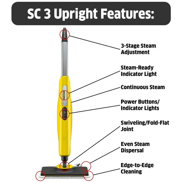 Kärcher SC 3 Upright Steam Mop for Hard Floors and Carpet Cleaner 30 Second  Heat Up Chemical Free 