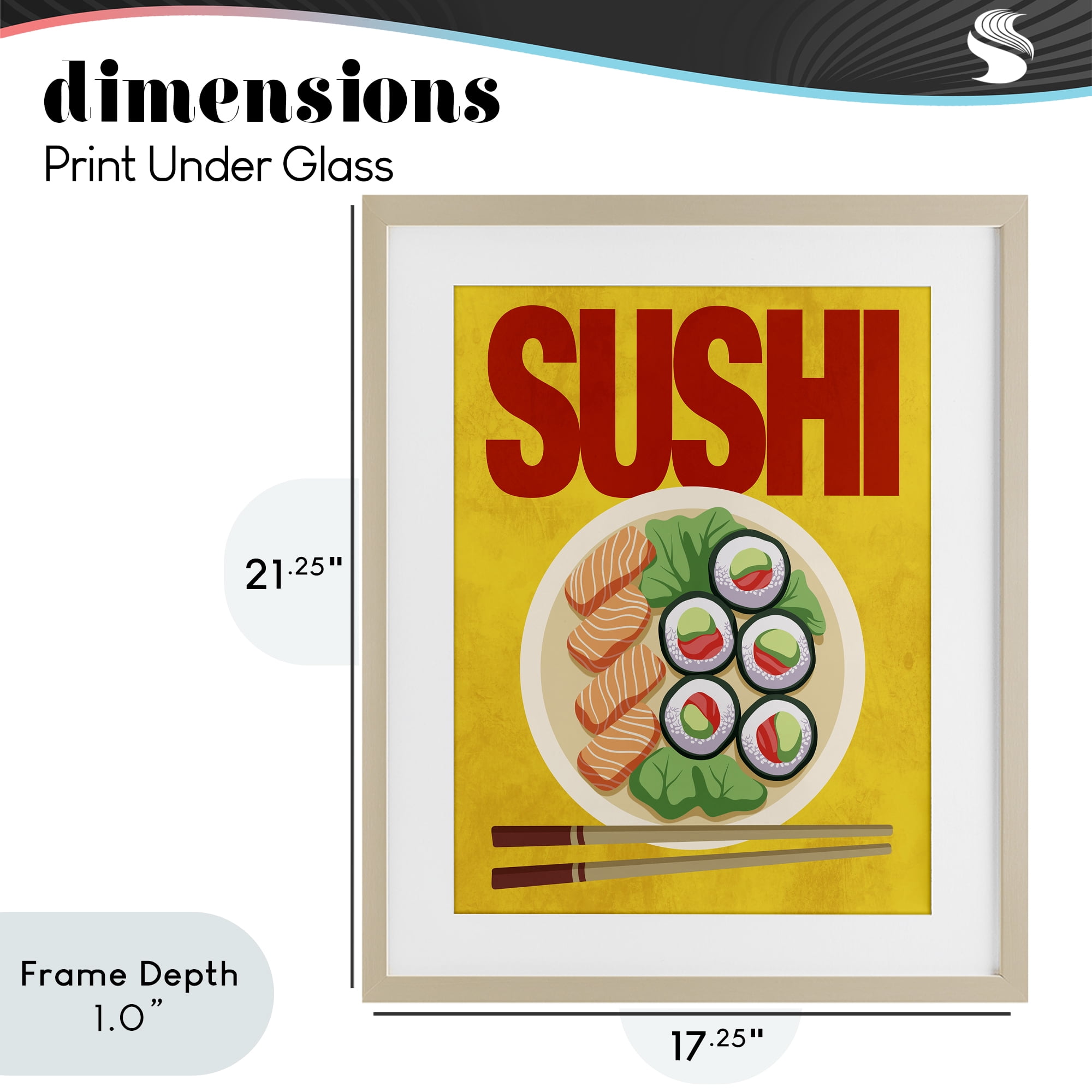 Stupell Industries Bright Sushi & Chopsticks Birch Framed Print Under Glass, design by Marcus Prime