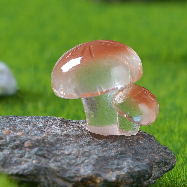 Liquidación Total, 5 adornos de luz nocturna con forma de hongo, bonitos minihongos para jardinería, pequeños adornos transparentes, pequeños hongos de resina para manualidades Akmoler