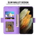 thumbnail image 4 of Compatible with Samsung Galaxy S21 Ultra 5G Wallet Phone Case and Tempered Glass Screen Protector Flip Credit Card Holder Stand Mandala Flower Cell Cover for S21ultra 21S S 21 21ultra G5 Women Purple, 4 of 9