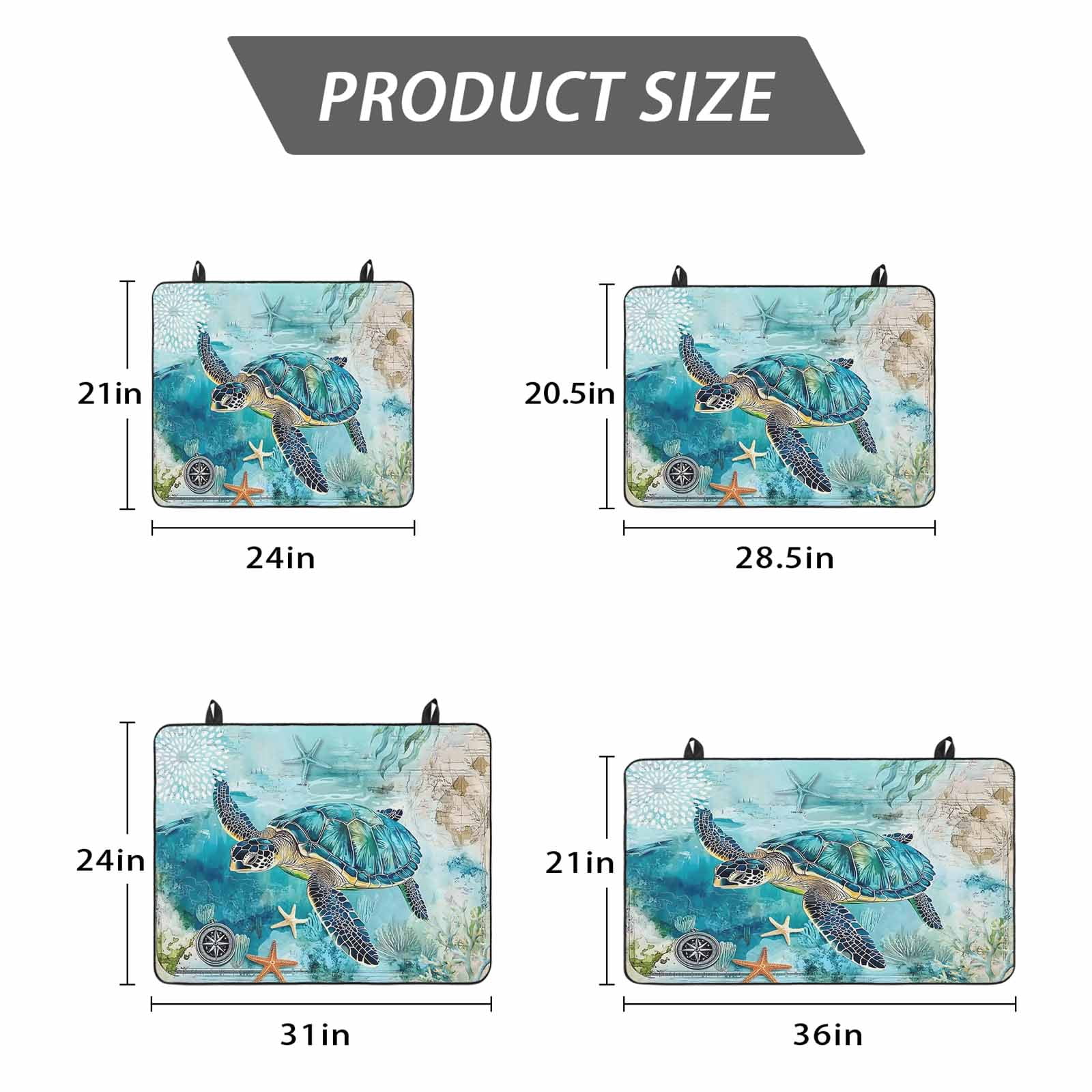 Turquoise Turtle Stove Top Cover for Electric Stove, Heat-proof & Non Slip Glass Top Stove Cover Protector, Farmhouse Coastal Starfish Seaweeds Kitchen Flat Cooktop Rubber Mat 24x21 Inches