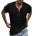 thumbnail image 2 of CaiJunJia George Men's Henley Shirts Short Sleeve Casual Basic Tee Summer Button Henley Soild T Shirts, 2 of 6