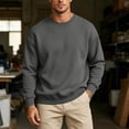 thumbnail image 2 of RongHuan Mens Sweatshirt Crewneck Long Sleeve Sweatshirts Soft Fall Winter Pullover Tops, 2 of 7