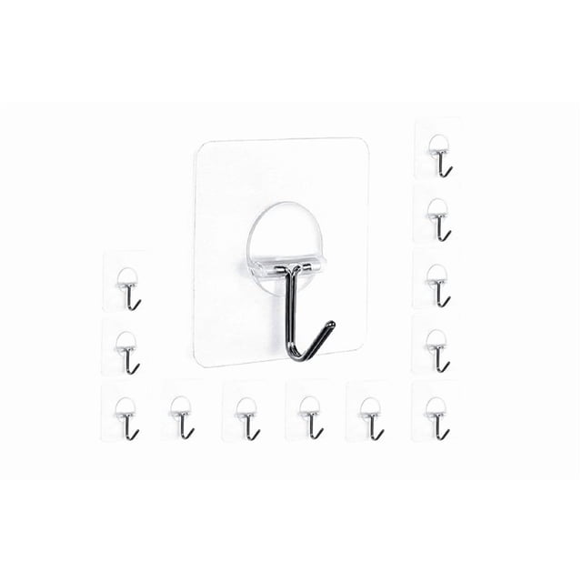 Ganchos adhesivos de pared Easenest, paquete de 12, sin clavos, acero inoxidable