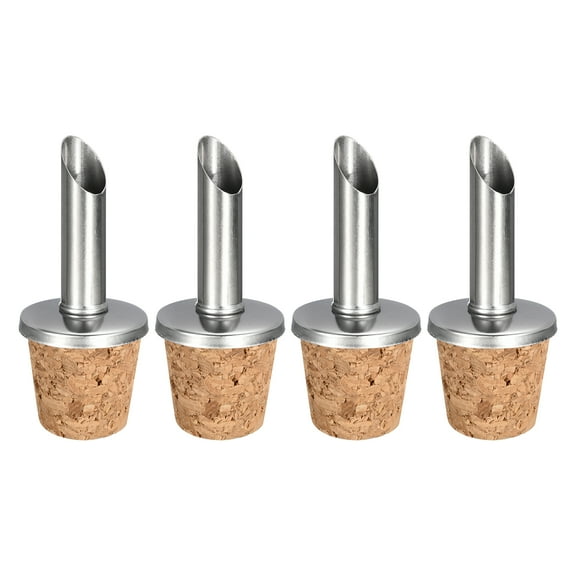 Stainless Steel Bottle Pourers, 4Pack Olive Oil Spout Cork Design Wine Bottle Stoppers, for Most Liquor Bottles