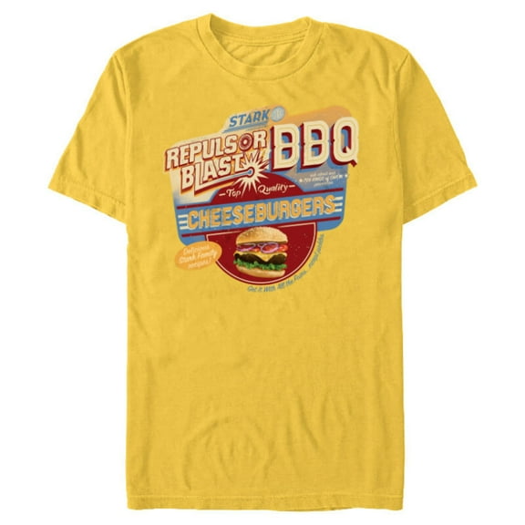 Marvel Eat The Universe Repulsor Blast BBQ Cheeseburger - Short Sleeve Blended T-Shirt for Adults - Customized-Yellow