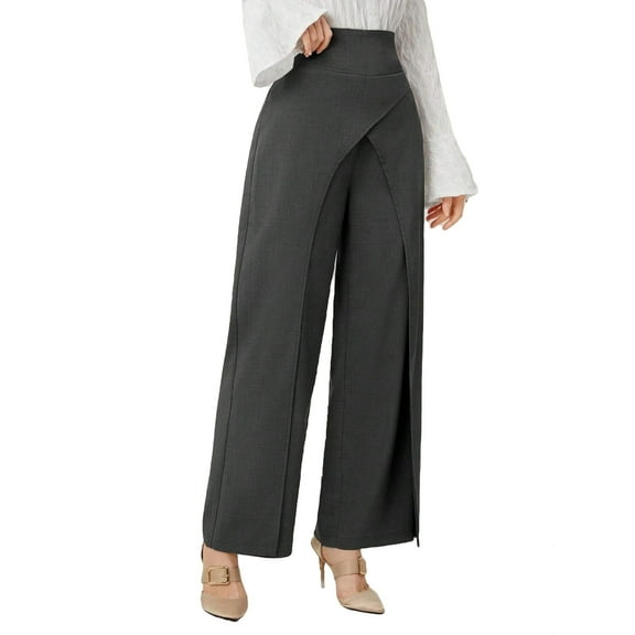 Women's Pants Elegant Plain Straight Leg Dark Grey XS (2)