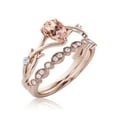thumbnail image 3 of Boho & hippie 1.60 Carat Pear Cut Morganite And Diamond Moissanite Unique Engagement Ring, Wedding Ring, Inspired And Branch Ring in 10k Solid Rose Gold, Gift For Her, Surprise, Bridal Ring Set, 3 of 3