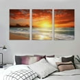 thumbnail image 3 of ONETECH S0162 Canvas Prints Wall Art Sunset Ocean Beach Pictures Photo Paintings for Living Room Bedroom Home Decorations Stretched and Framed Seascape Waves Landscape  12''x16''X3 Panels, 3 of 4