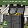 thumbnail image 4 of Uforic 66 Gallon Double Compartment Outdoor Trash Can, Waterproof Resin with Lid & Drip Tray, Black, 4 of 9