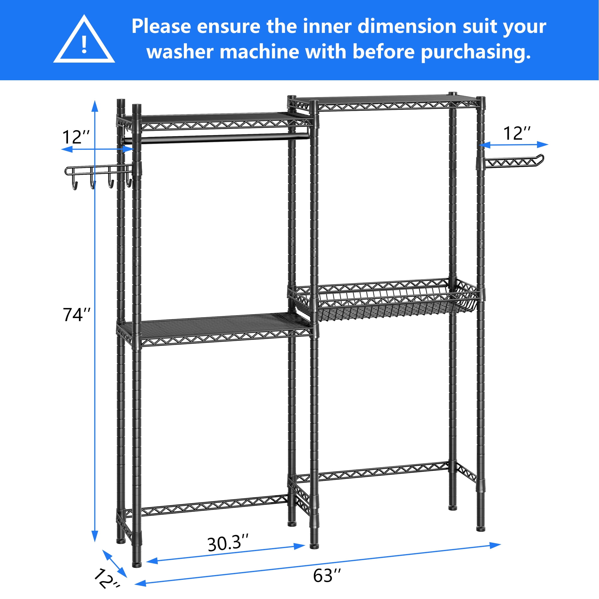 Laundry Room Organization and Storage-Over The Washer and Dryer Storage  Shelf Space Saving Laundry Drying Clothes Racks Heavy Duty Adjustable  Height Bathroom Shelf for Home Decor 31L*12D*74H