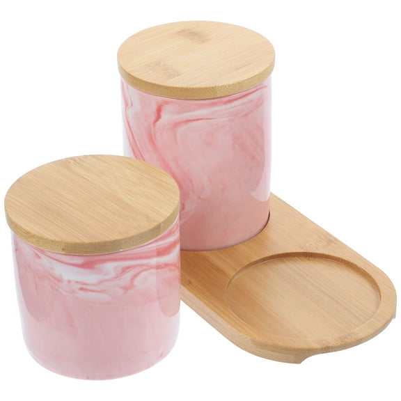 GOOHOCHY  Marble Airtight Jar Jars Canister Container Candy with Lids Storage Pink