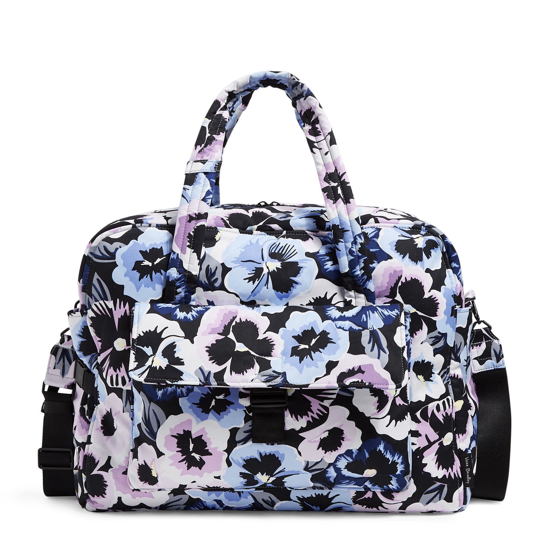 Vera Bradley Women's Recycled Cotton Utility Travel Bag Plum Pansies