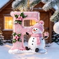 thumbnail image 4 of Acrylic Letter Christmas Ornament Pink Snowman Monogram Hanging Decoration with Initial for Xmas Tree Gift for Friends (3.15In), 4 of 7
