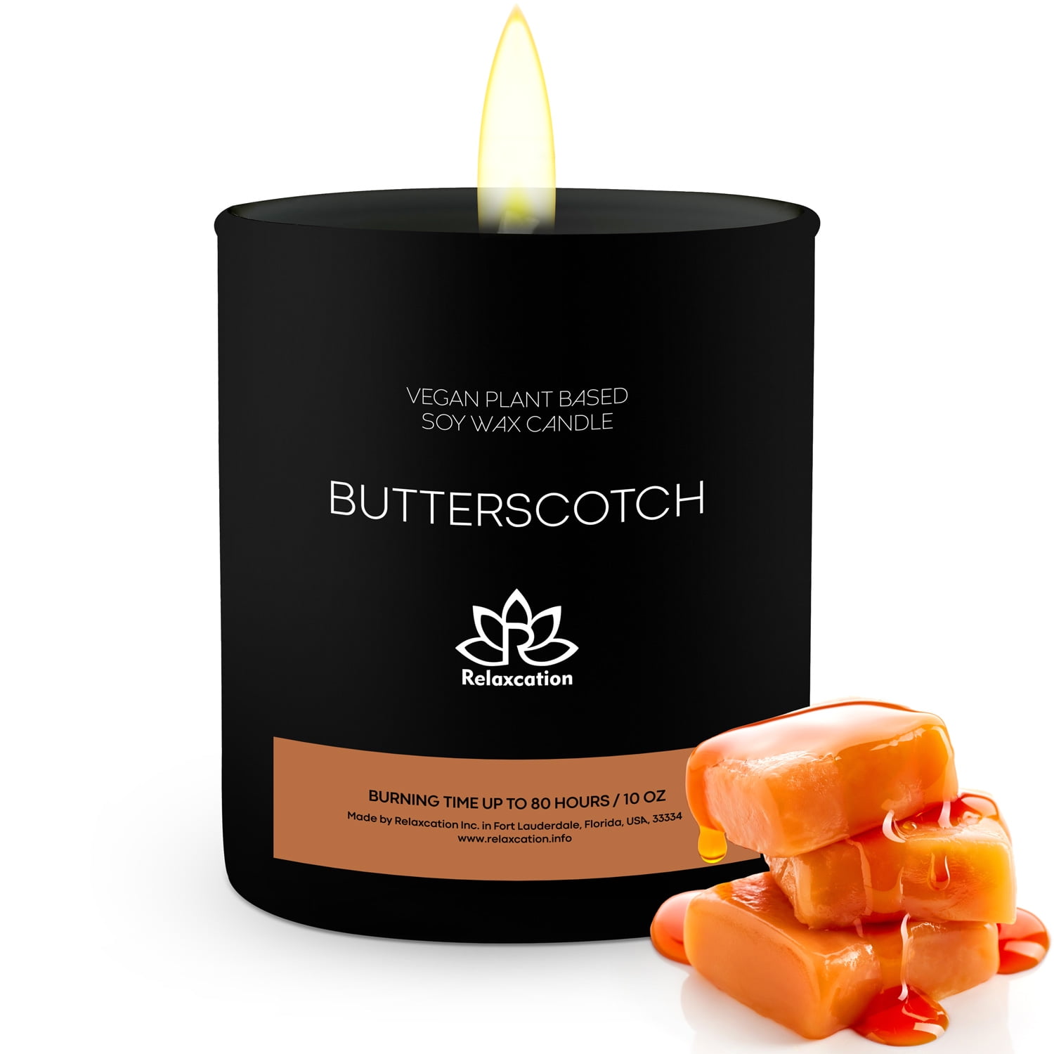 1 Butterscotch Soy Wax Candle in Glass Jar Clean Burn up to 80 hours