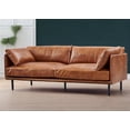 thumbnail image 3 of Crafters and Weavers Venezia Contemporary Leather Loveseat in Light Brown/Black, 3 of 9