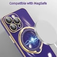 thumbnail image 3 of Swivel Stand Solid Color Phone Case for iPhone 14 15 / Pro/Plus/Pro Max, Compatible with Magsafe, Back Cover with Lens Film, Magnetic Bracket Shell, 3 of 8
