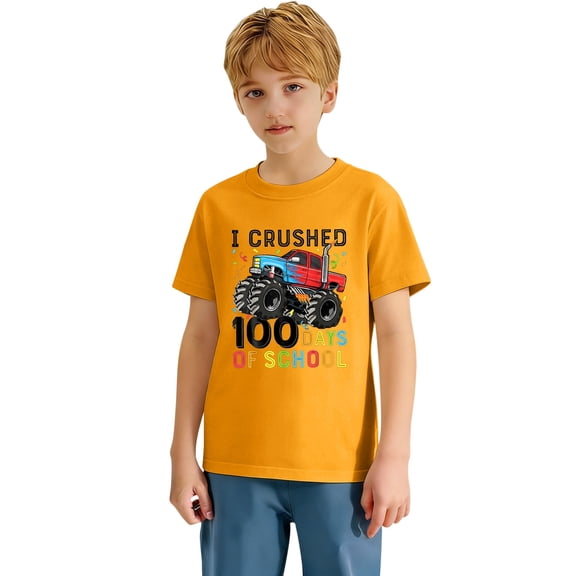 YUEHUA Toddler Kids Boys Girls Happy 100 Days of School Shirt School Celebration Student T-Shirt