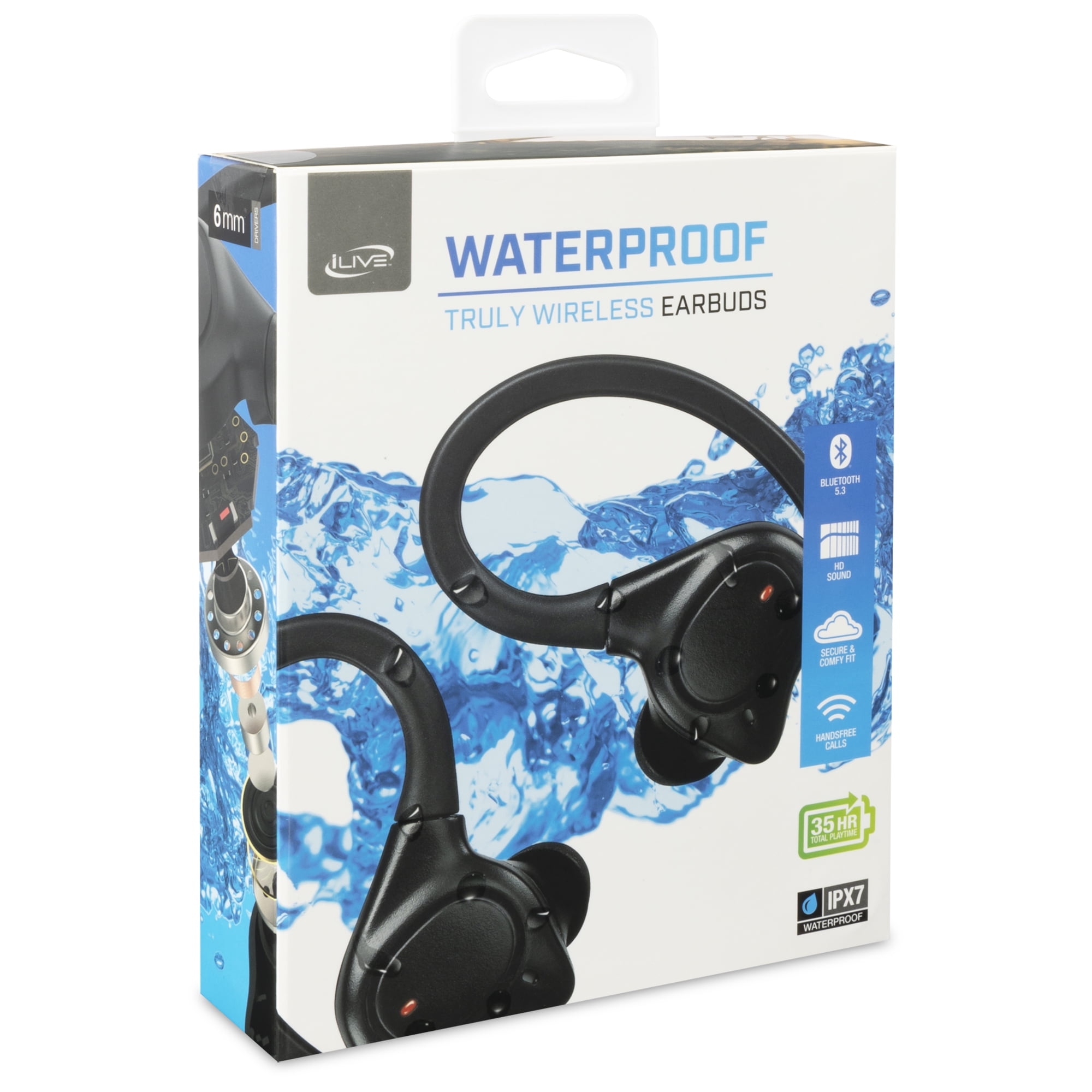 iLive Waterproof Truly Bluetooth Wireless On Ear Earbuds IAEBTW53B Black Walmart