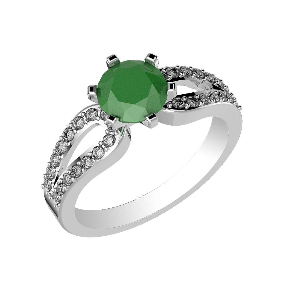 Natural Emerald /& Cubic Zirconia Woman Ring 925 Sterling Silver Statement Ring Engagement and Wedding Ring Emerald Ring