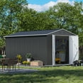thumbnail image 5 of JAXSUNNY 8 x 12 ft Outdoor Storage Metal Shed with Sloping Roof and Double Lockable Door, Gray, 5 of 14