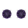 thumbnail image 3 of 14K Solid Gold Screw Back Stud Earrings for Women | 2 cttw Round Cut Simulated Alexandrite | White Gold, 3 of 5