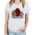 thumbnail image 2 of TIMIFIS T-Shirt Blanc pour Femme Happy Easter Day T-Shirt Graphique Lapin Oeufs T-Shirt Mode Été Col Rond Manches Courtes Hauts, 2 of 4
