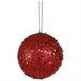 thumbnail image 2 of 3" Holographic Glitter Hot Red Fancy Drenched Christmas Ball Ornament, 2 of 2