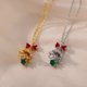 thumbnail image 4 of Collar esmaltado con dijes de circón de acero inoxidable para mujeres y hombres, muñeco de nieve, campana pequeña, colgante, cadena de eslabones, regalo de joyería de Navidad, 4 of 4