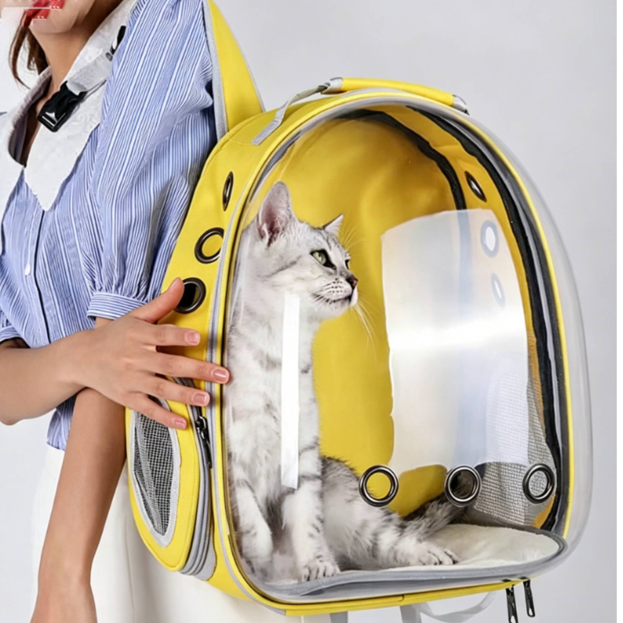 Backpack Pet Carriers,cat backpack carrier,Large Space Bubble Pet Backpack for Small Medium Dogs and Cats,Traveler Bubble Backpack Pet Carrier,Yellow