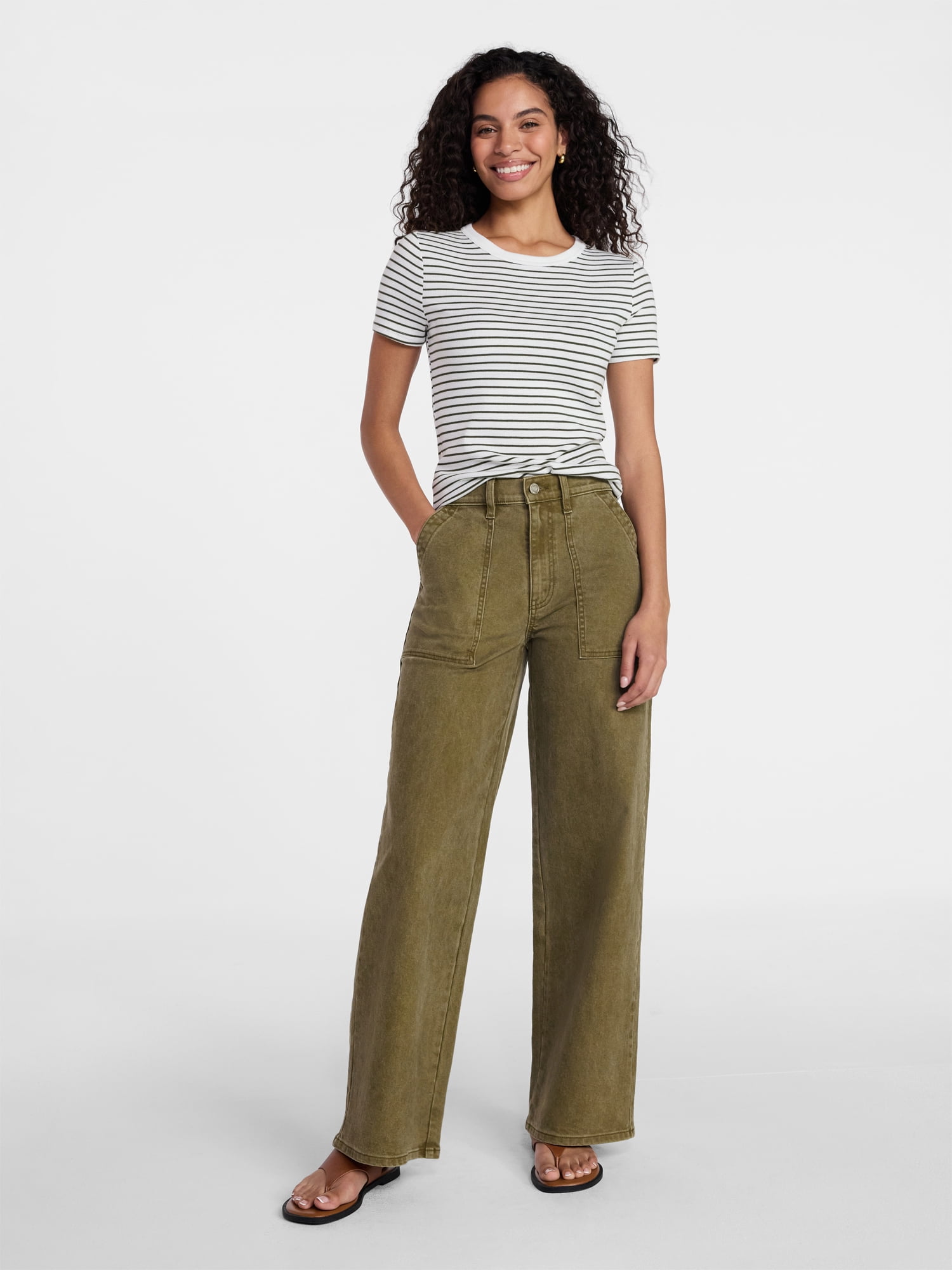 Time and Tru Women's Ribbed Tee with Short Sleeves, Sizes XS-XXXL