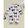 thumbnail image 5 of Autumn Infant Baby Boys Girls Western Jumpsuits 3M 6M 12M 3 Style Cow Head Floral Print Long Sleeve Zipper Romper, 5 of 10