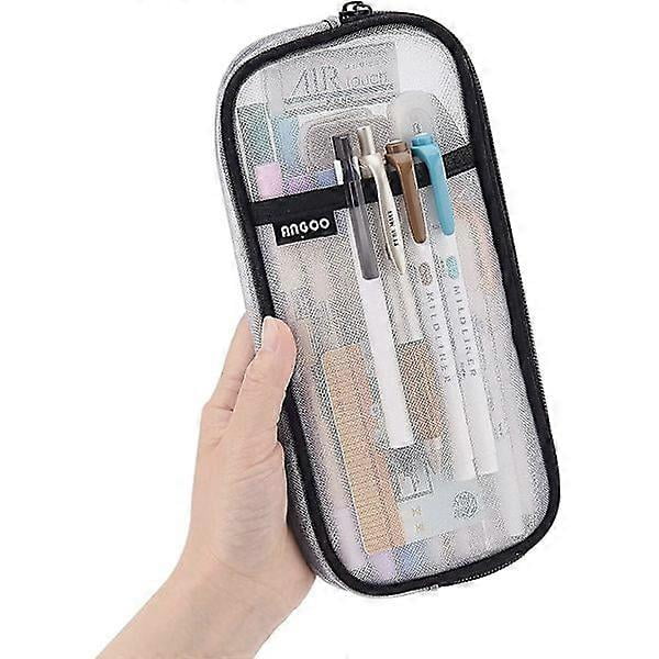 Dhrs Mesh Pencil Case with Zipper Transparent Makeup Bag Cosmetic Bag Multifunctional Travel School